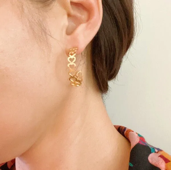 Linked Heart Shaped Hoop Earrings