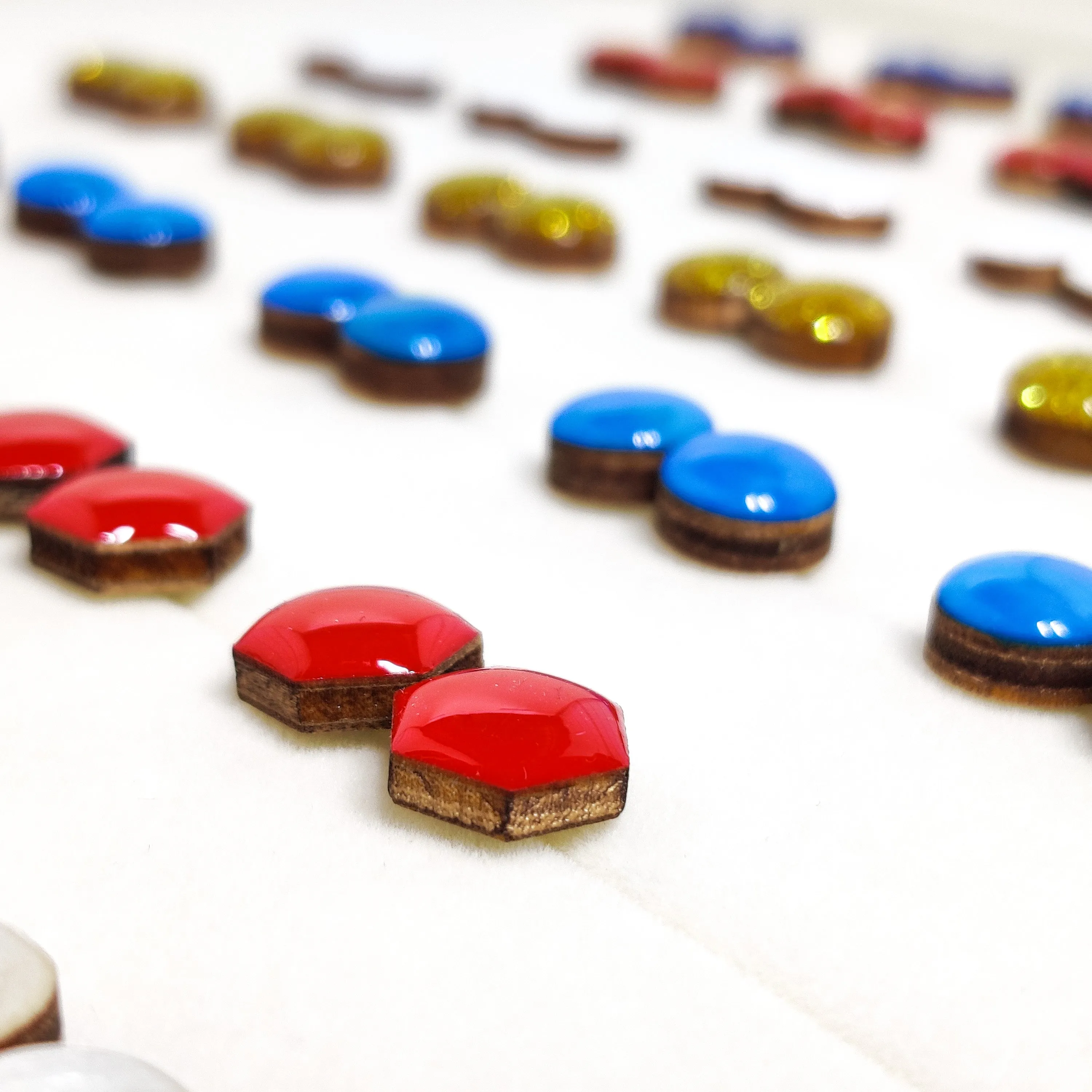 Lipstick Red Hexagon Stud Earrings by Candi Cove Designs