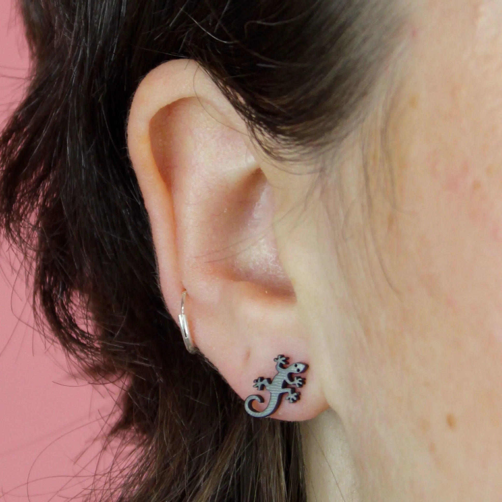 Lizard Stud Earrings (Black)