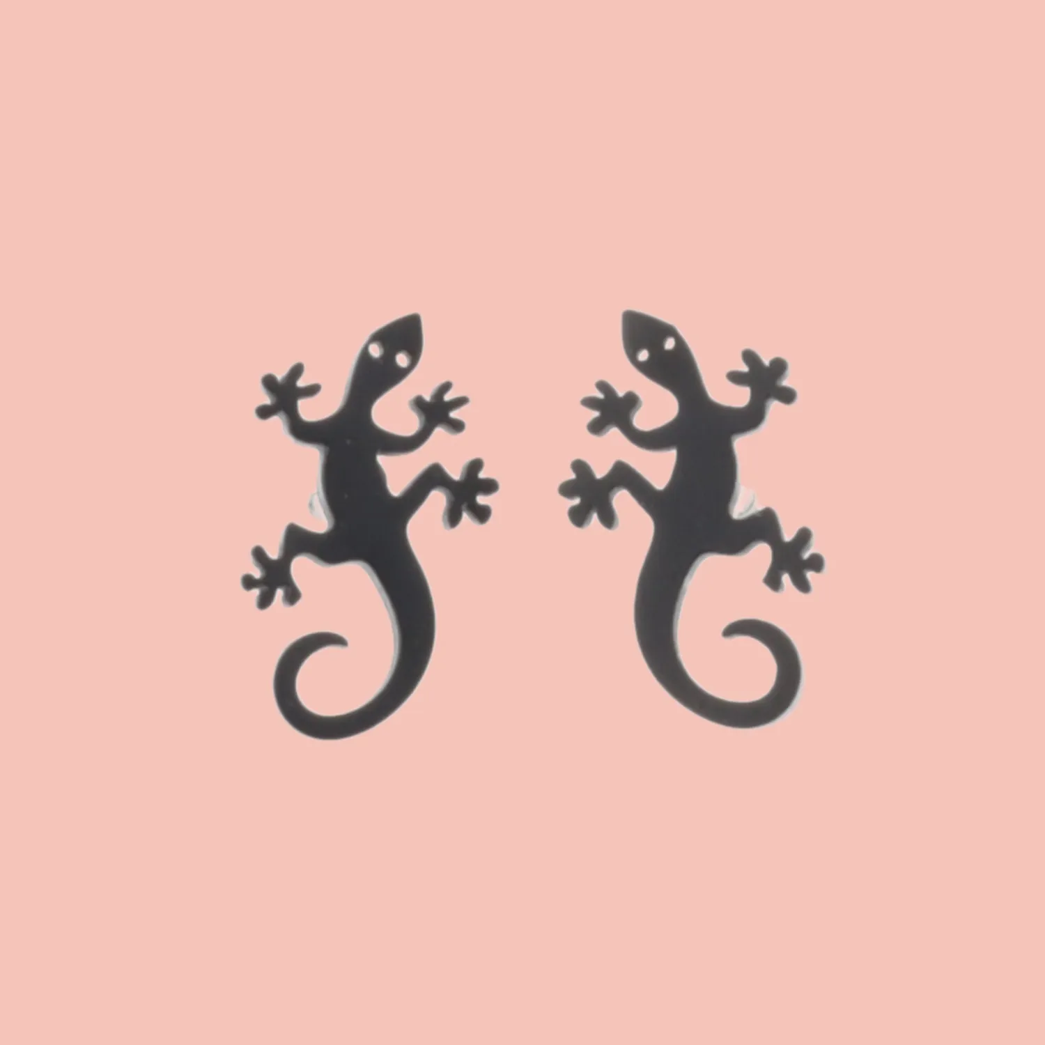 Lizard Stud Earrings (Black)