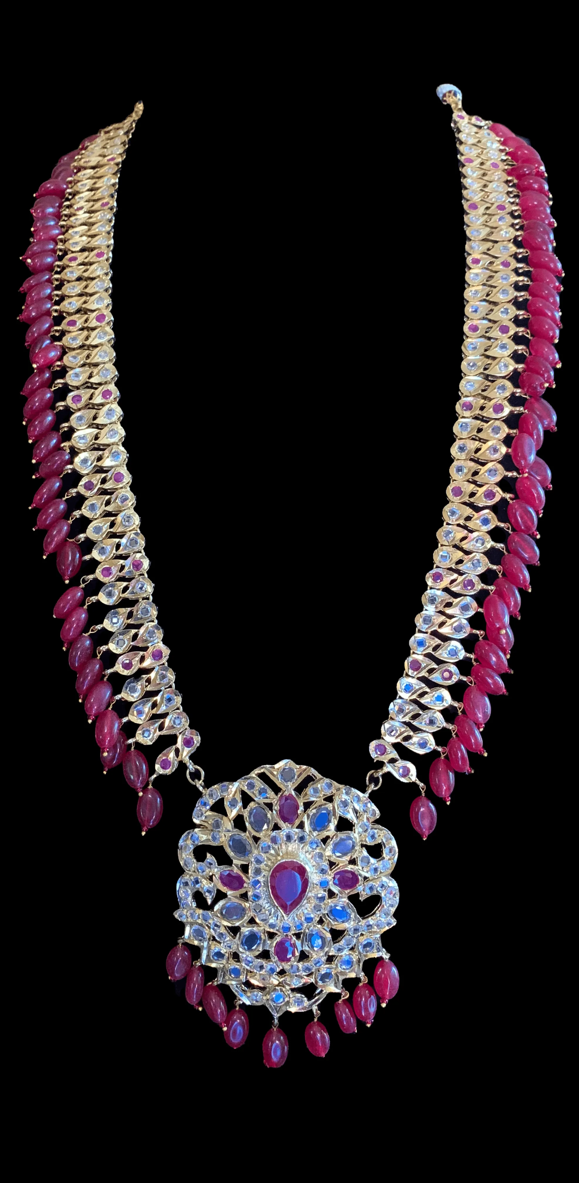 LN79 Rumaisa Pathani rani haar with earrings ( READY TO SHIP )