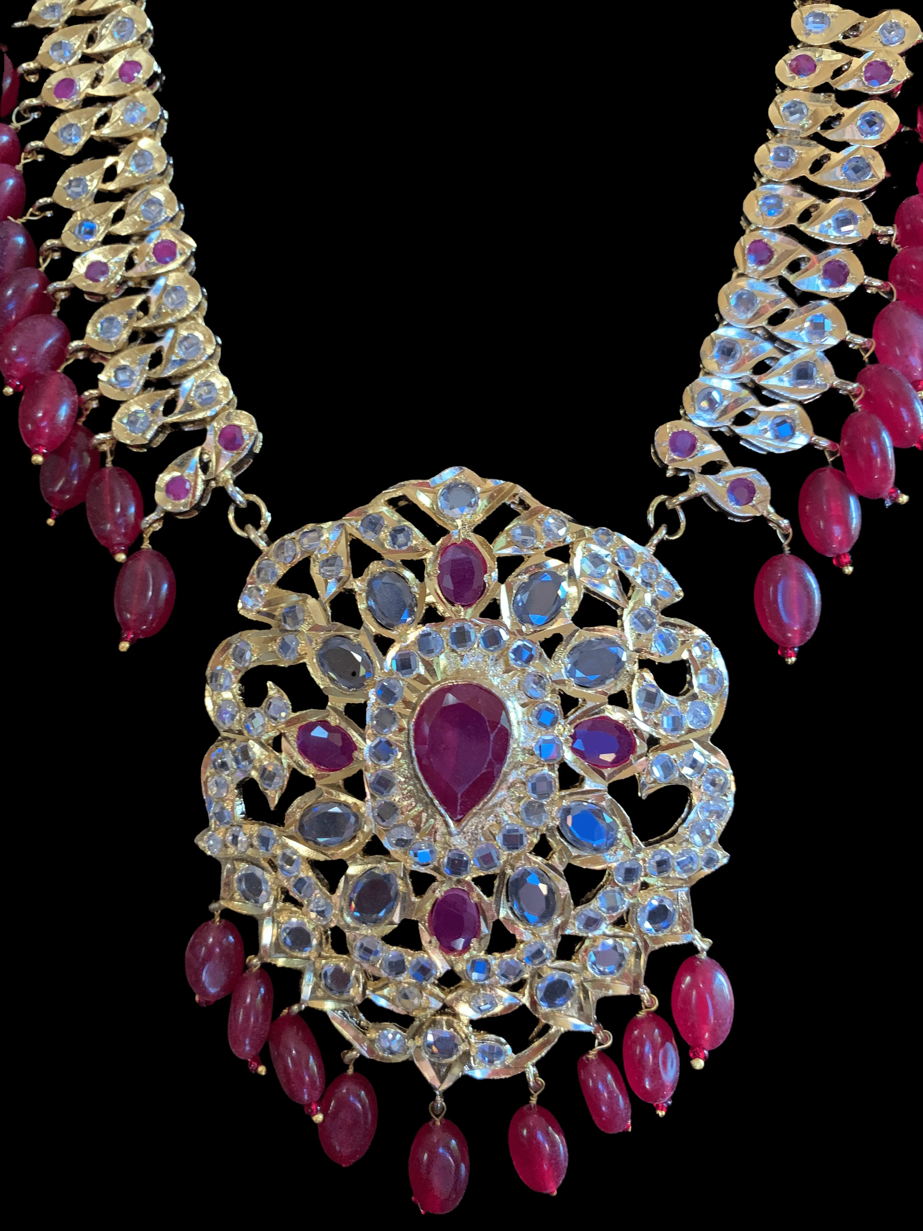 LN79 Rumaisa Pathani rani haar with earrings ( READY TO SHIP )