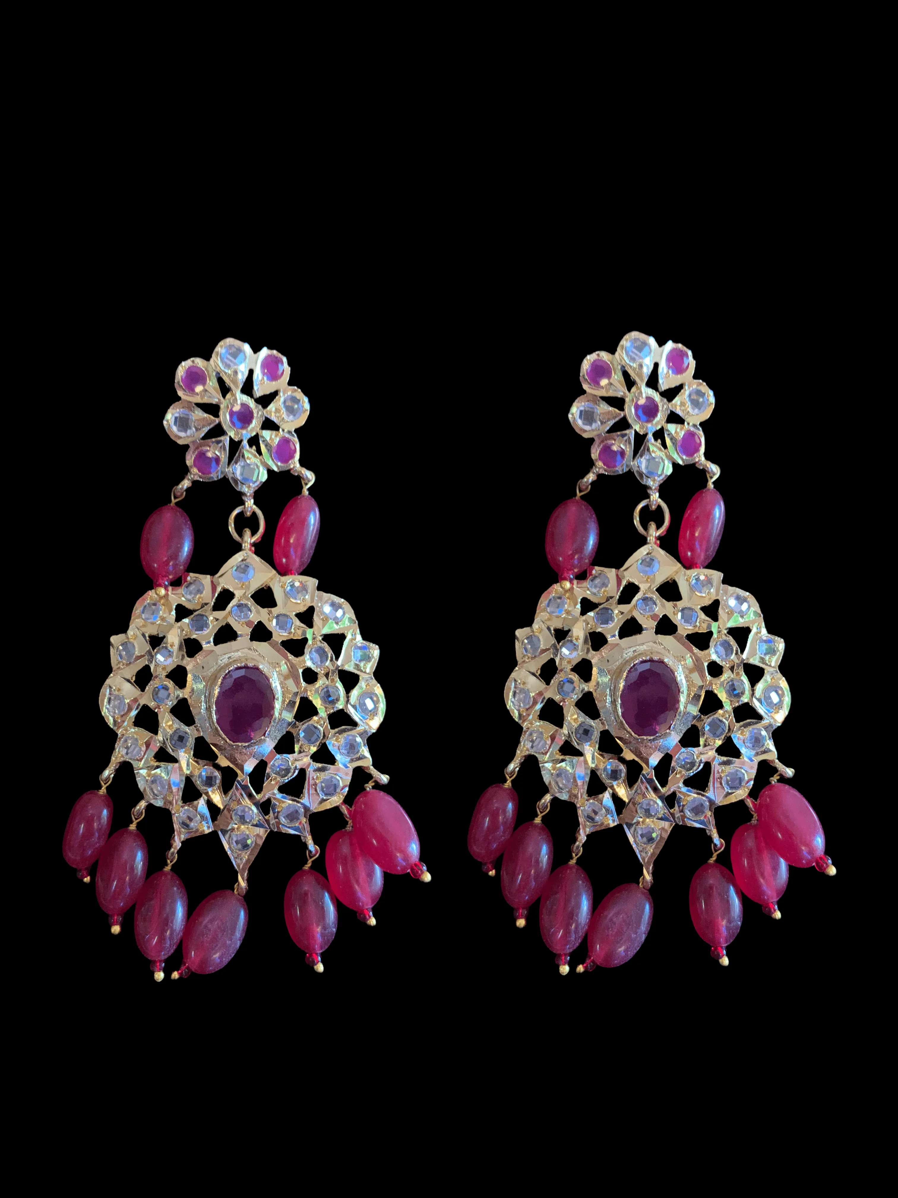 LN79 Rumaisa Pathani rani haar with earrings ( READY TO SHIP )