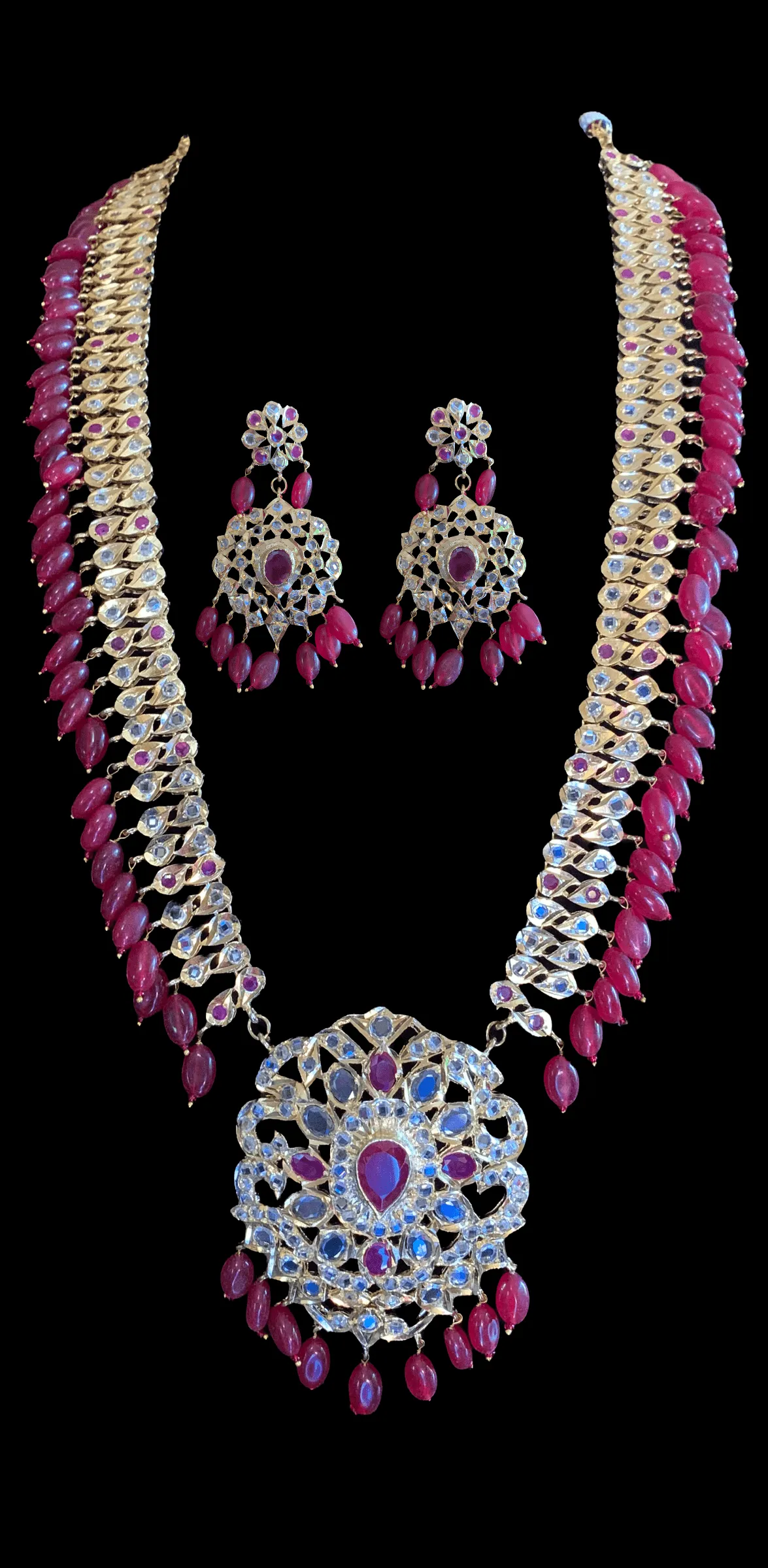 LN79 Rumaisa Pathani rani haar with earrings ( READY TO SHIP )