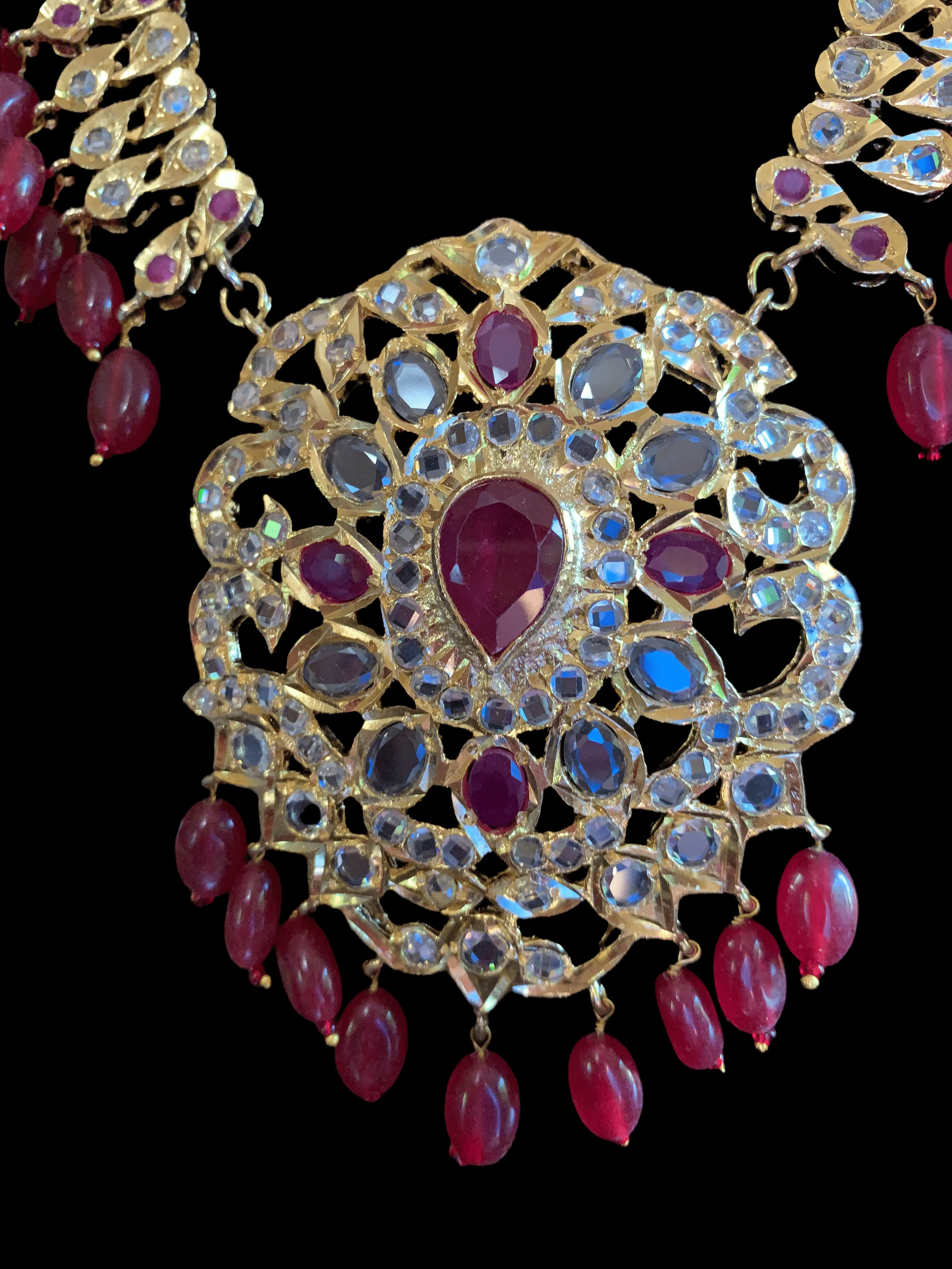 LN79 Rumaisa Pathani rani haar with earrings ( READY TO SHIP )