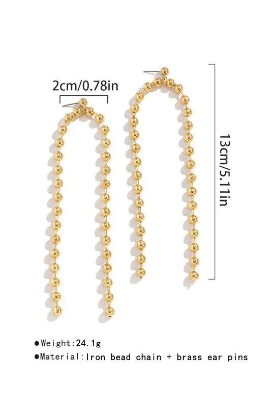 Long Gold Silver Beaded Drop Dangle Earrings