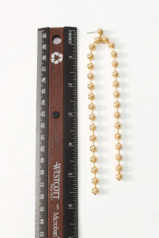 Long Gold Silver Beaded Drop Dangle Earrings