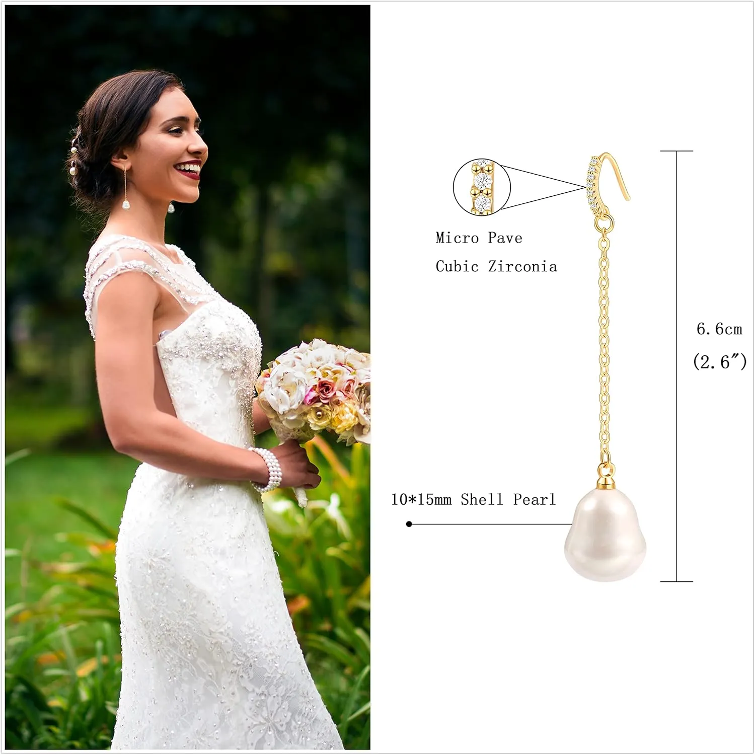 Long Pearl Dangle Earrings for Women 18K Gold Plated Long Dangle Drop Earrings Metal Chain Earrings Wedding Bridesmaid Jewelry
