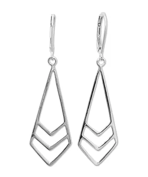 Long Sterling Silver Chevron Kite Earrings on Leverbacks