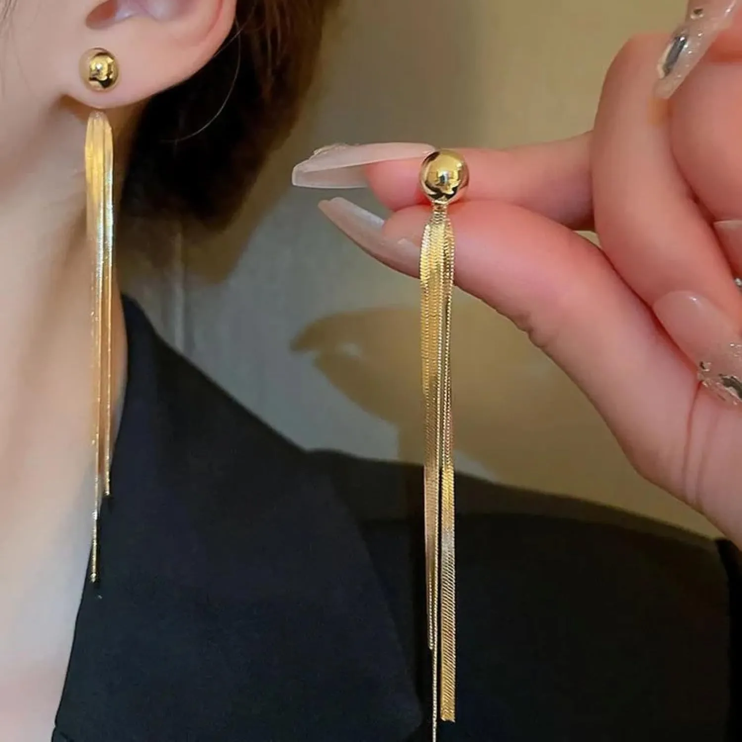 Long Tassel Dangle Earrings for Women Gold Silver Long Dangle Statement Earrings Tassel Prom Earrings Prom Party Holiday Jewelry