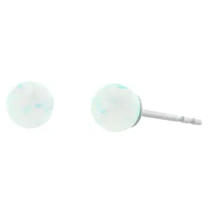 Lorraine: 4mm White Opal Ball Stud Post Earrings 925 Sterling Silver