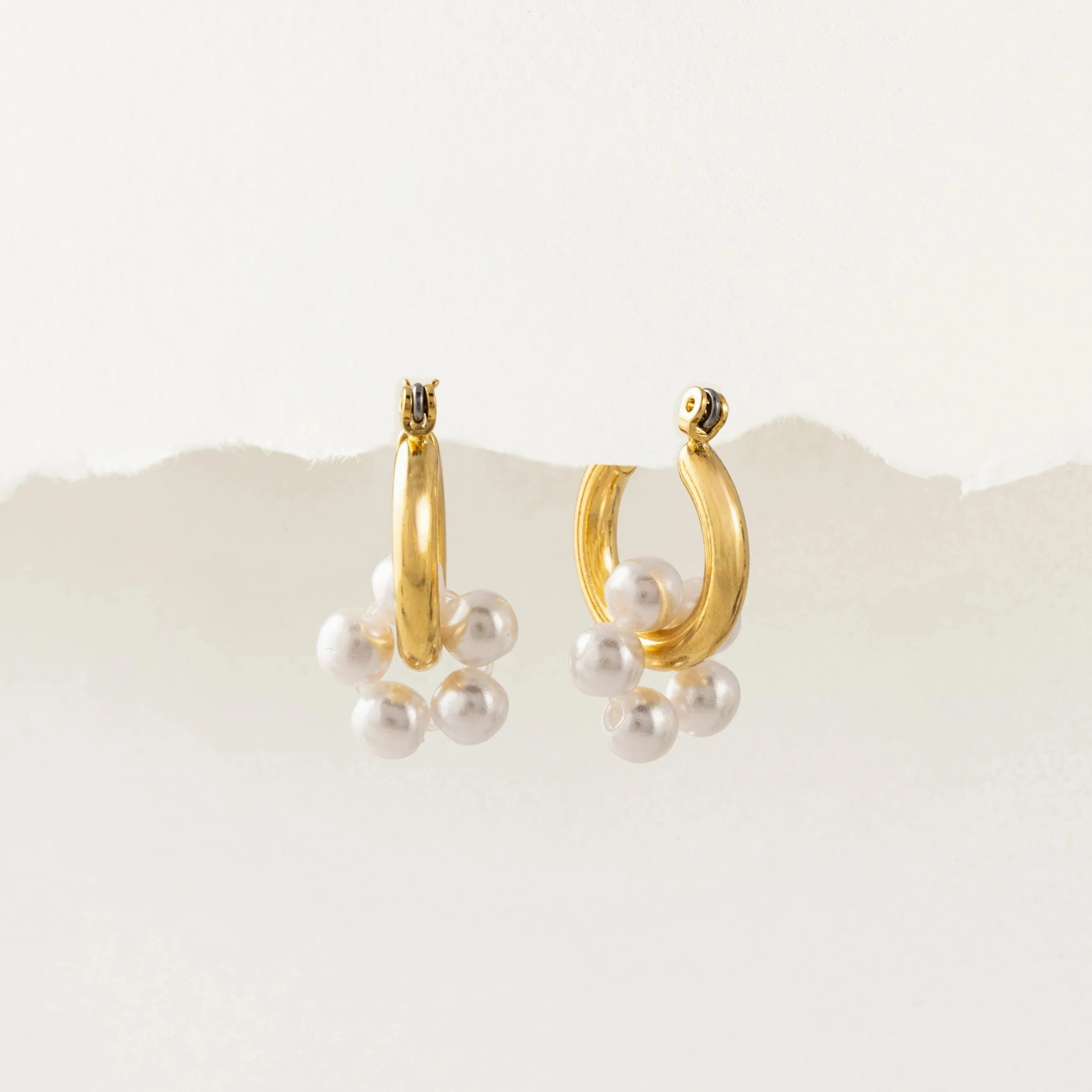 Lover's Tempo Neptune Pearl Cluster Hoop Earrings