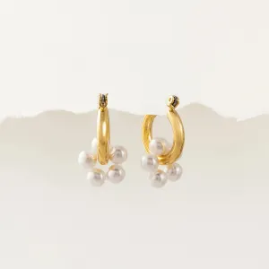 Lover's Tempo Neptune Pearl Cluster Hoop Earrings