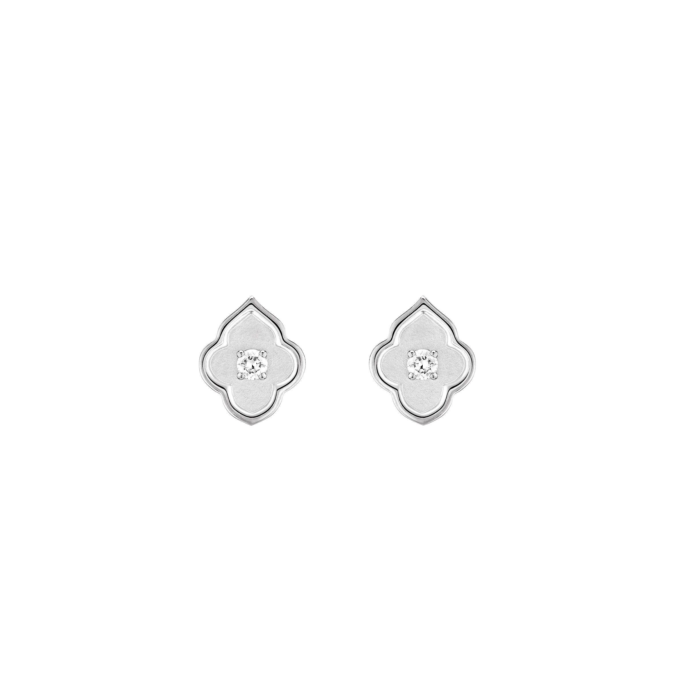 Luce - 1 Diamond White Gold Stud Earrings