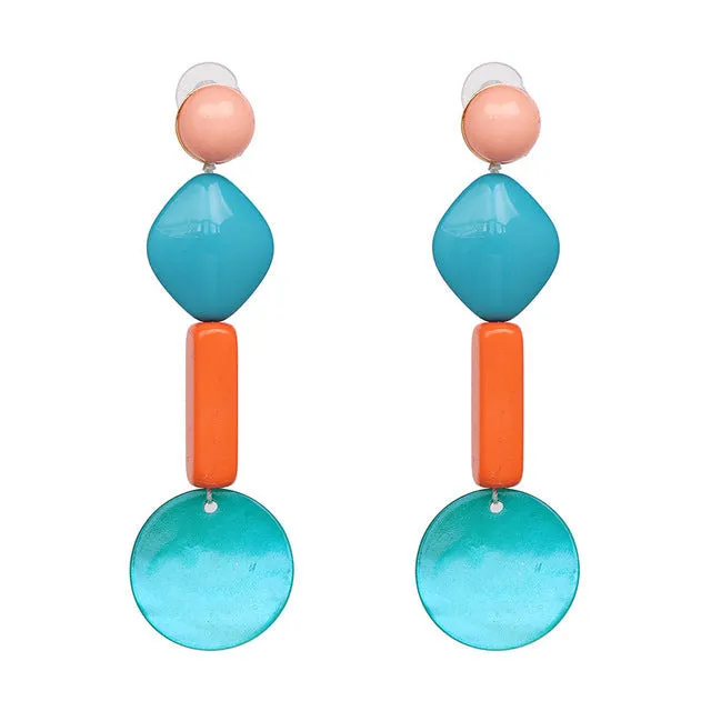 Lucie Acetate Resin Chain Drop Earrings - 6 Colors