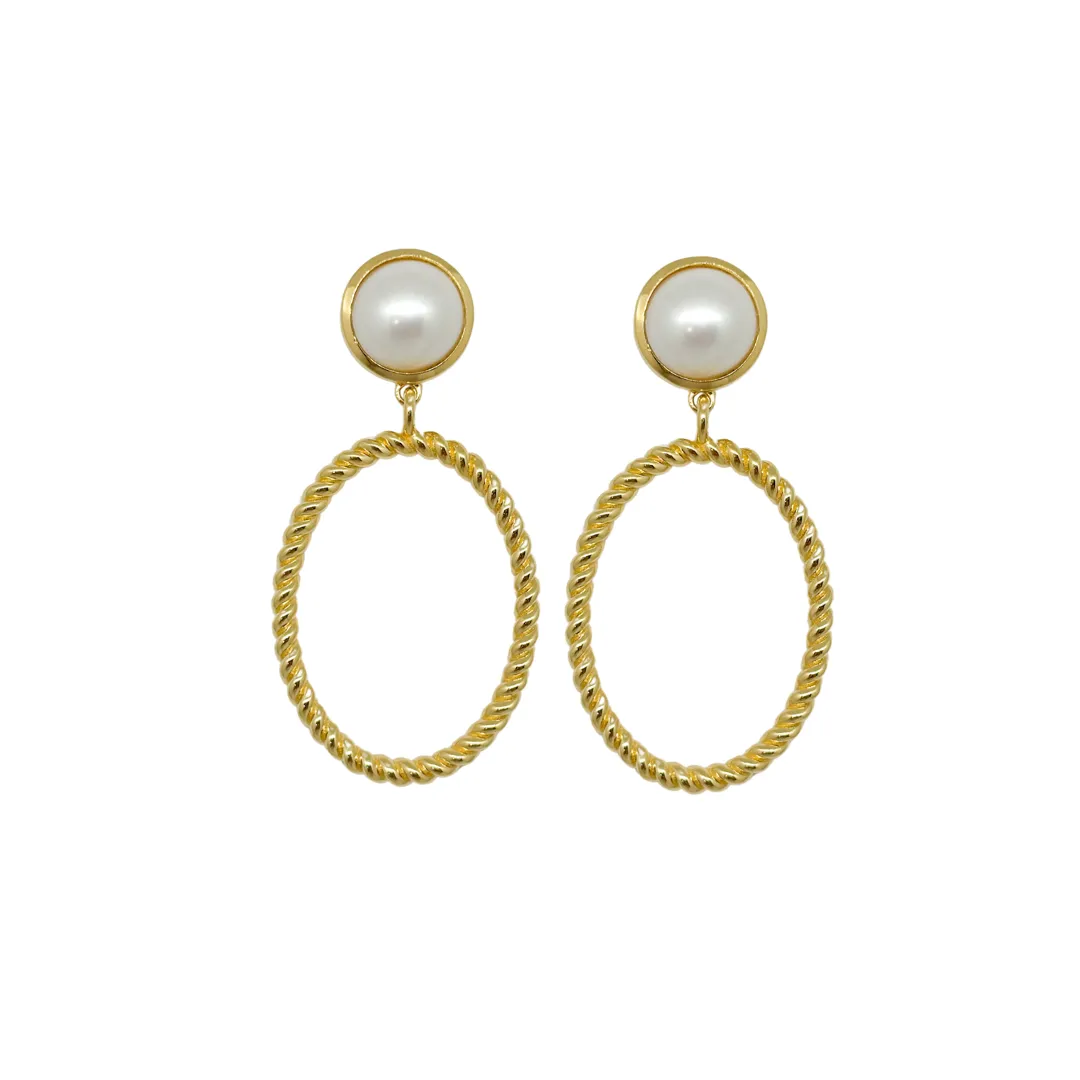 Lucie French Twist & Freshwater Pearl Earring