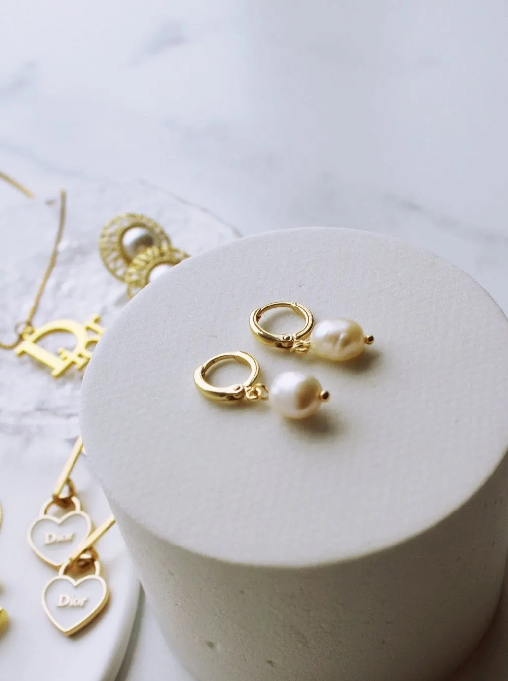 LUCY PEARL DROP HUGGIES (WATERPROOF & 18K GOLD PLATED)