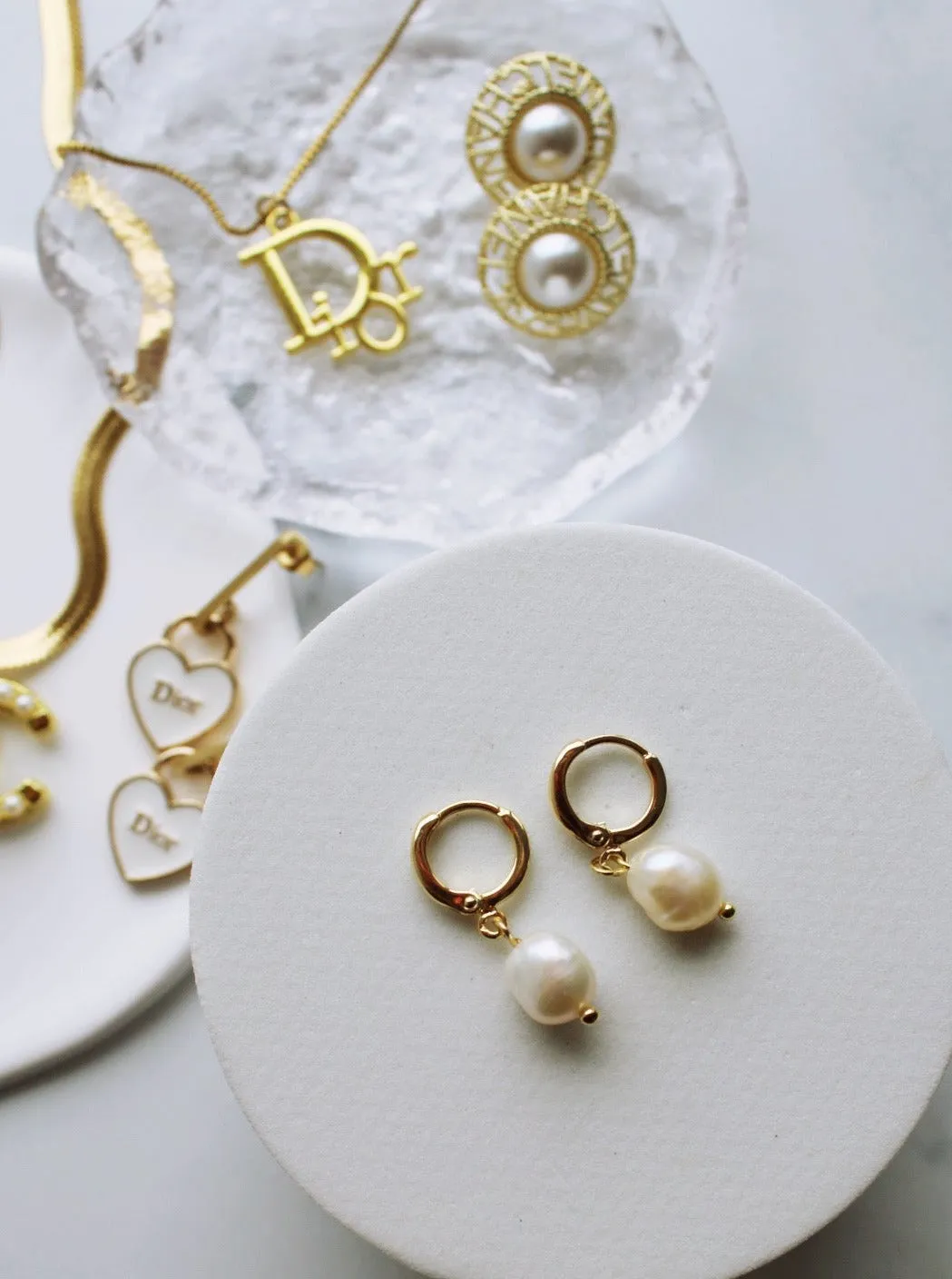 LUCY PEARL DROP HUGGIES (WATERPROOF & 18K GOLD PLATED)