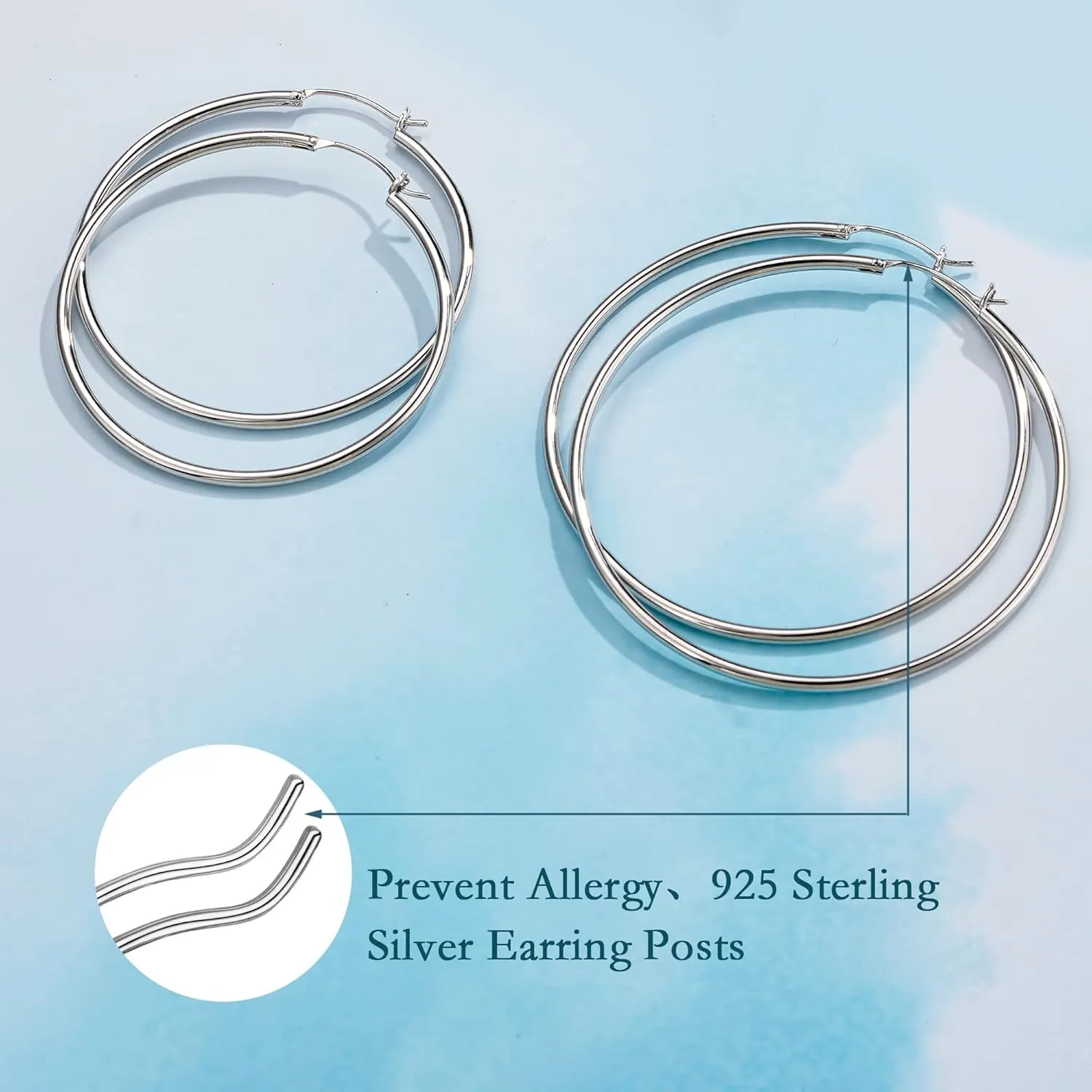 M MOOHAM Gold Hoop Earrings for Women - Hypoallergenic 14K Real Gold 925 Sterling Silver Post Sensitive Ears Nickel Free Hoops Earrings Set for Women Jewelry Lightweight 13-60mm