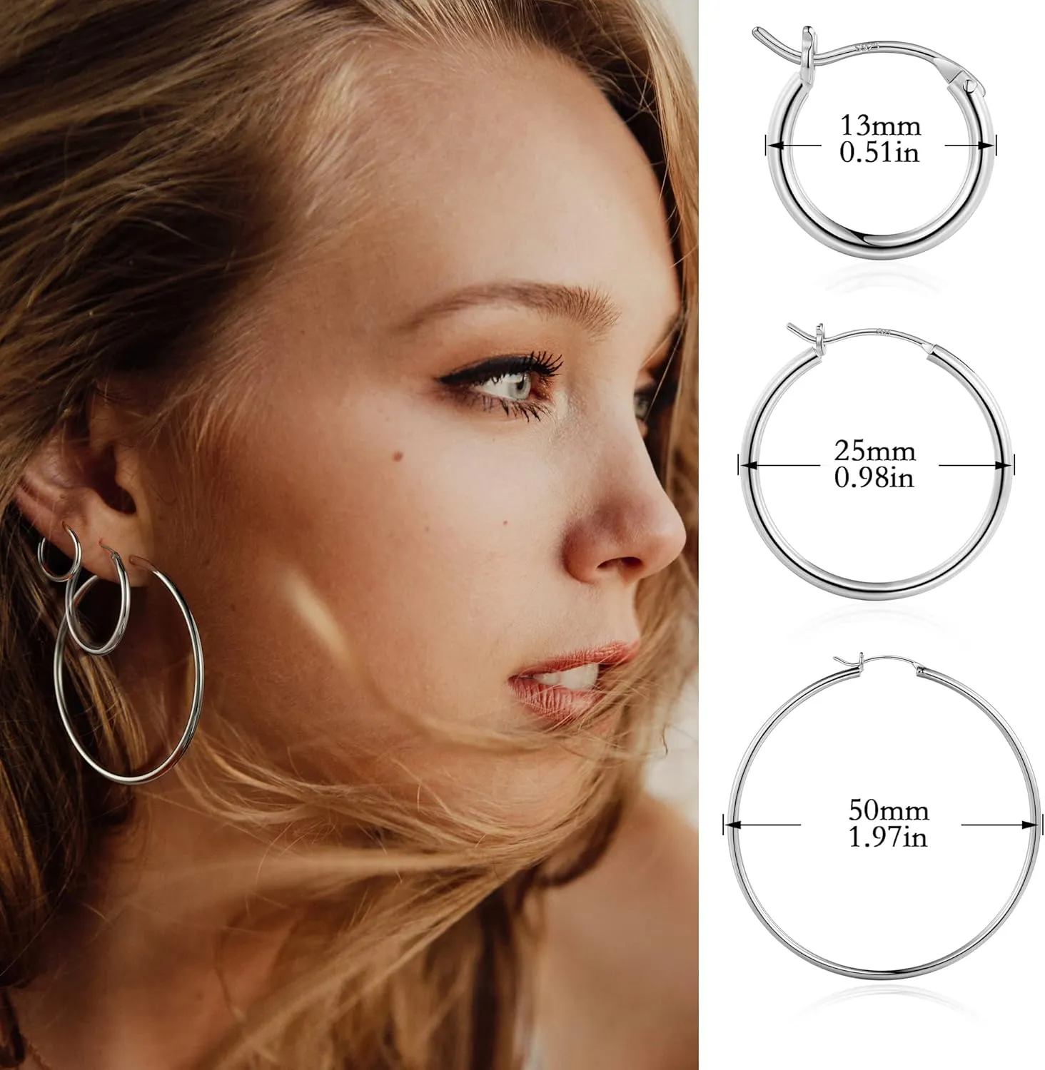 M MOOHAM Gold Hoop Earrings for Women - Hypoallergenic 14K Real Gold 925 Sterling Silver Post Sensitive Ears Nickel Free Hoops Earrings Set for Women Jewelry Lightweight 13-60mm