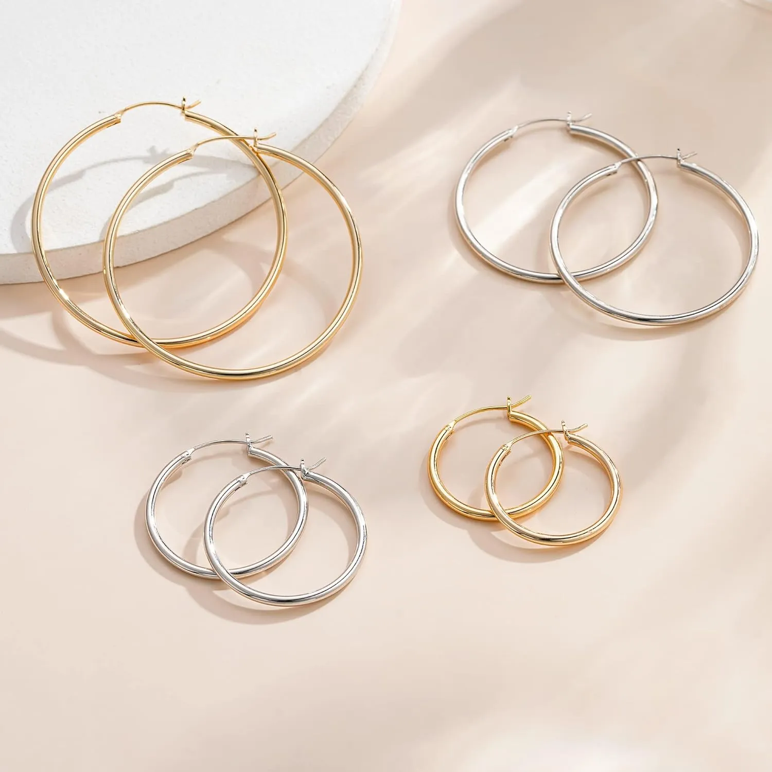 M MOOHAM Gold Hoop Earrings for Women - Hypoallergenic 14K Real Gold 925 Sterling Silver Post Sensitive Ears Nickel Free Hoops Earrings Set for Women Jewelry Lightweight 13-60mm