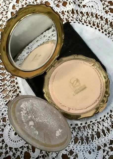 Machine Engraved Brass Vintage Stratton Powder Compact