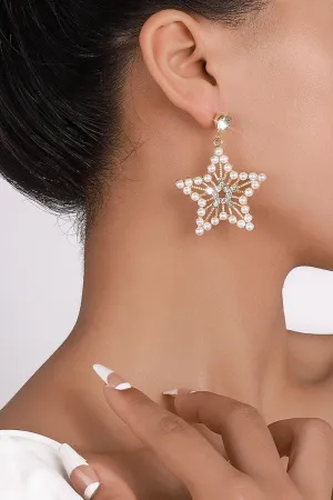 Make A Wish Pearl Star Dangle Earrings