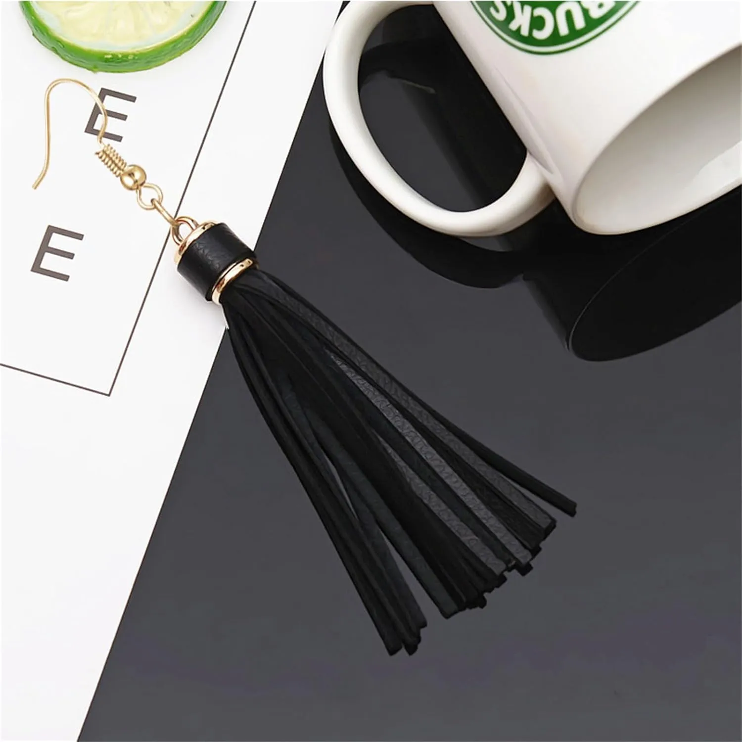 MALOYANVE Leather Layered Tassel Earrings Minimalist Boho Handmade Lightweight Genuine Leather Fringe Dangle Earrings Fashion Jewelry for Women