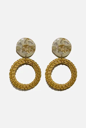 Marbled Resin Open Circle Rattan Earrings