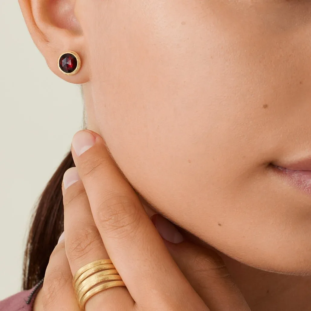 Marco Bicego Jaipur 18k Gold Red Garnet Stud Earrings