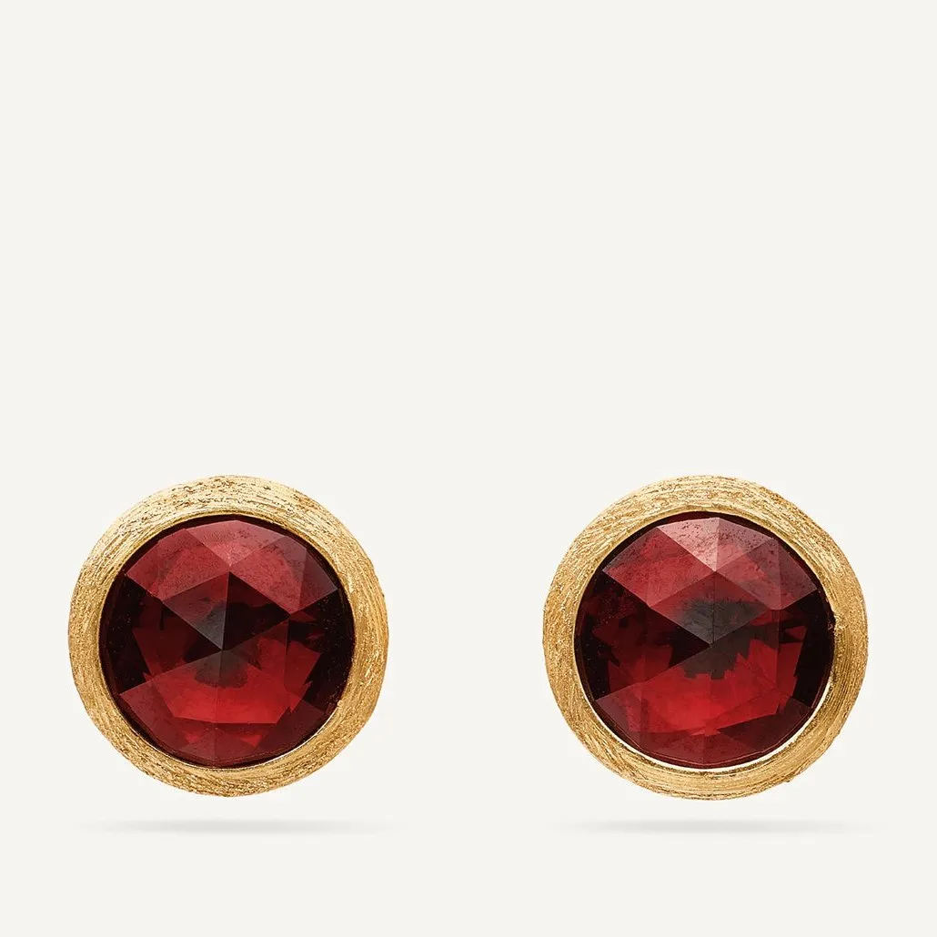 Marco Bicego Jaipur 18k Gold Red Garnet Stud Earrings
