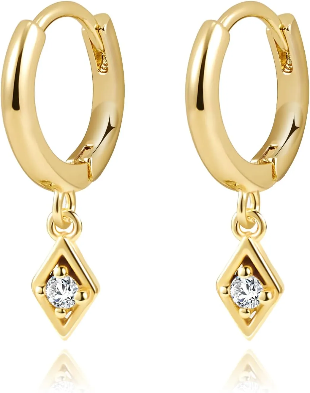 Me&Hz 14K Gold Plated Huggie Hoop Earrings for Women Statement Dainty Gold Filled Cubic Zirconia Dangle Earrings Lightweight Minimalist Aesthetic Drop Earrings for Women Trendy Jewelry Gifts
