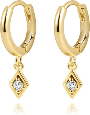 Me&Hz 14K Gold Plated Huggie Hoop Earrings for Women Statement Dainty Gold Filled Cubic Zirconia Dangle Earrings Lightweight Minimalist Aesthetic Drop Earrings for Women Trendy Jewelry Gifts