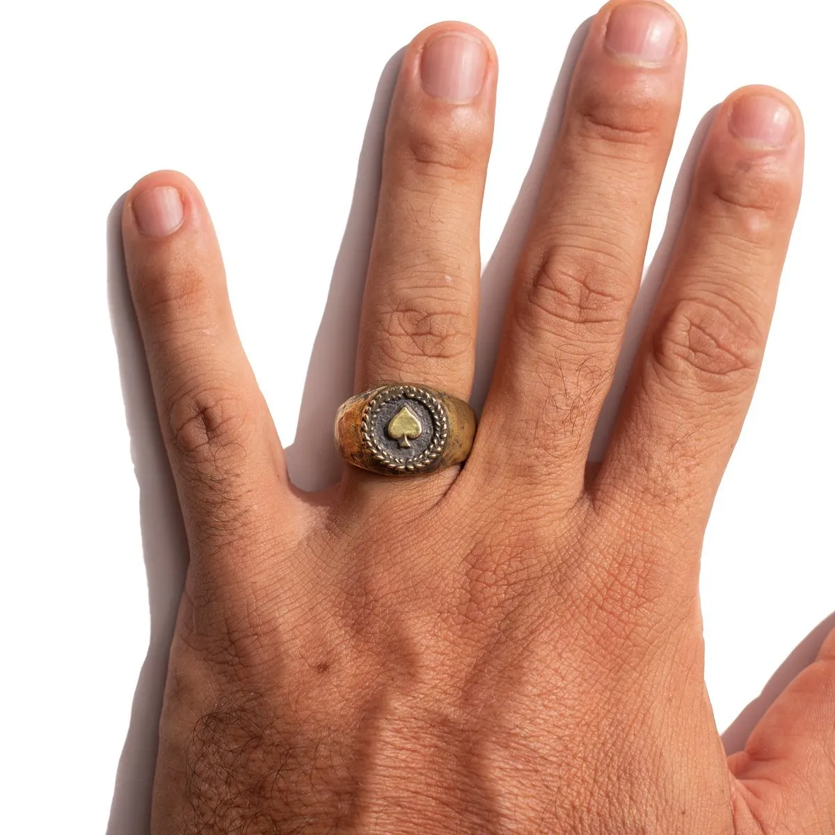MEDIUM ACE OF SPADES RING | BRASS
