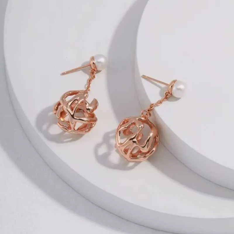 Metal Ball Cultured Freshwater Pearl Sterling Silver Earrings