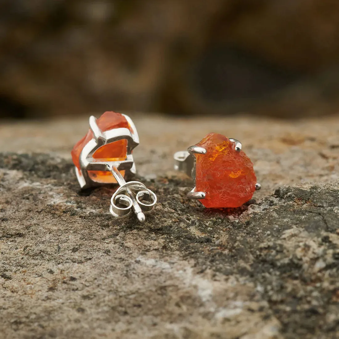 Mexican Opal Stud Sterling Silver Earrings