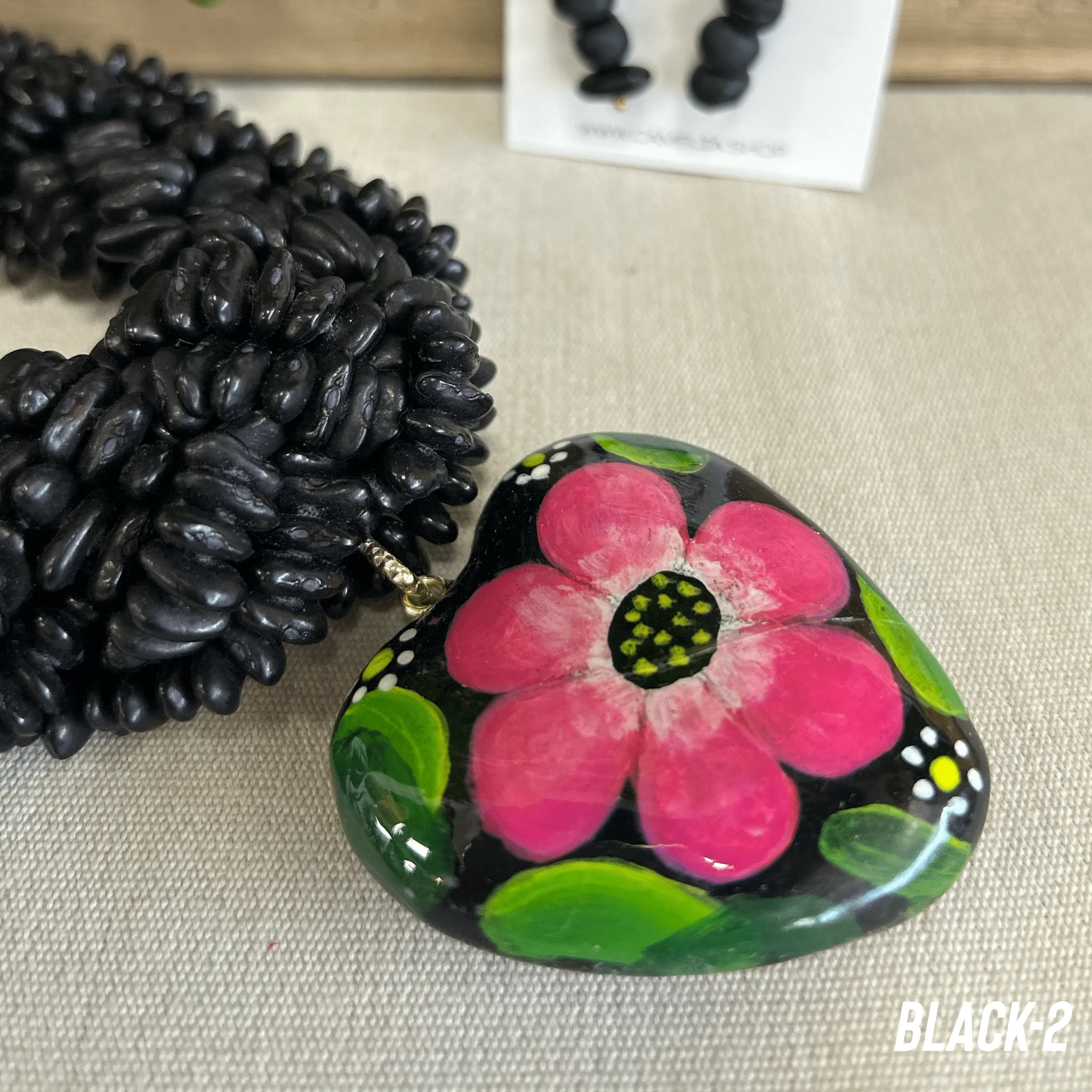 Mexican Seed Braided Necklace Heart set