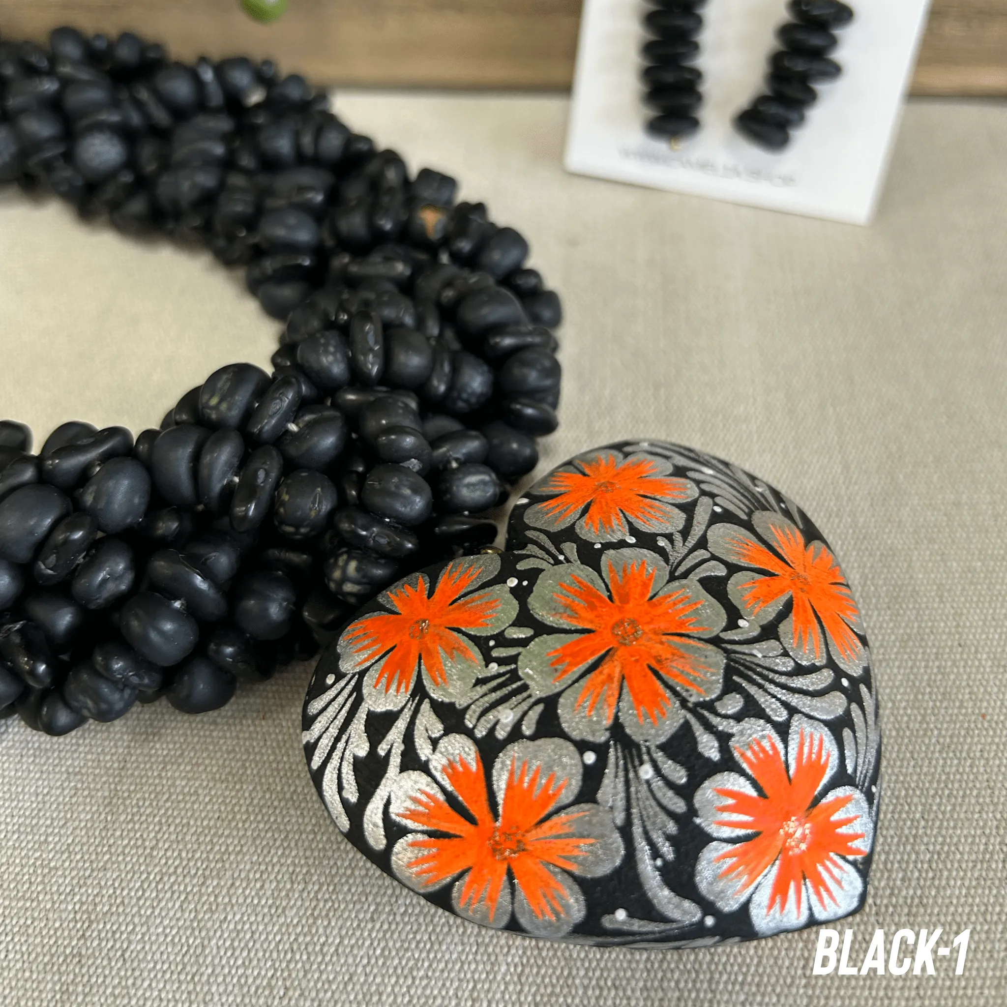 Mexican Seed Braided Necklace Heart set