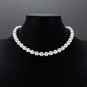Mexican Sterling Silver 10mm Ball Necklace