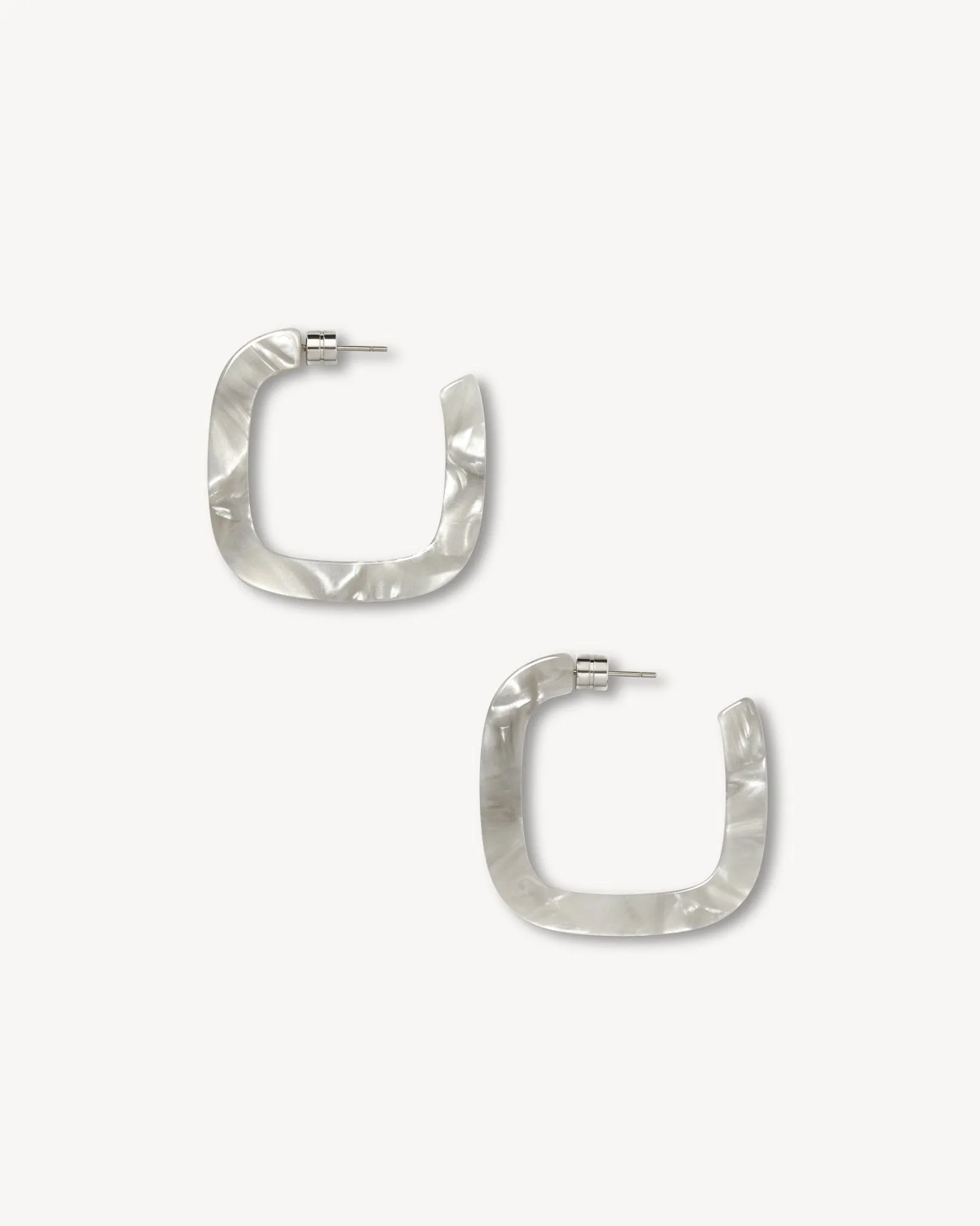 Midi Square Hoops in Grey Shell