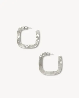 Midi Square Hoops in Grey Shell