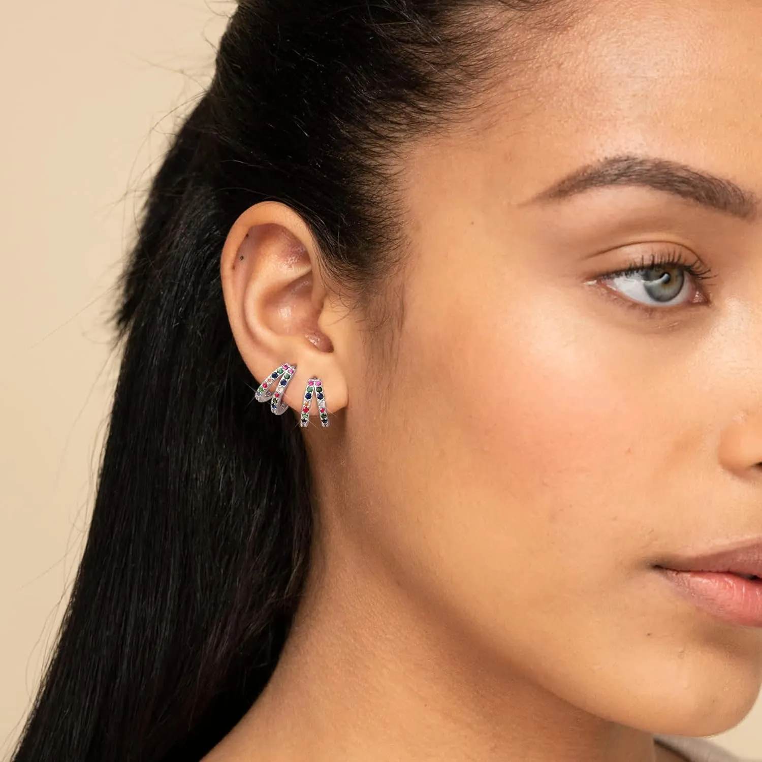 MILACOLATO Gold Hoop Earrings for Women 14K Gold Plated Small Huggie Earrings Hypoallergenic Sterling Silver Post Trendy Double Hoop Earrings for Women