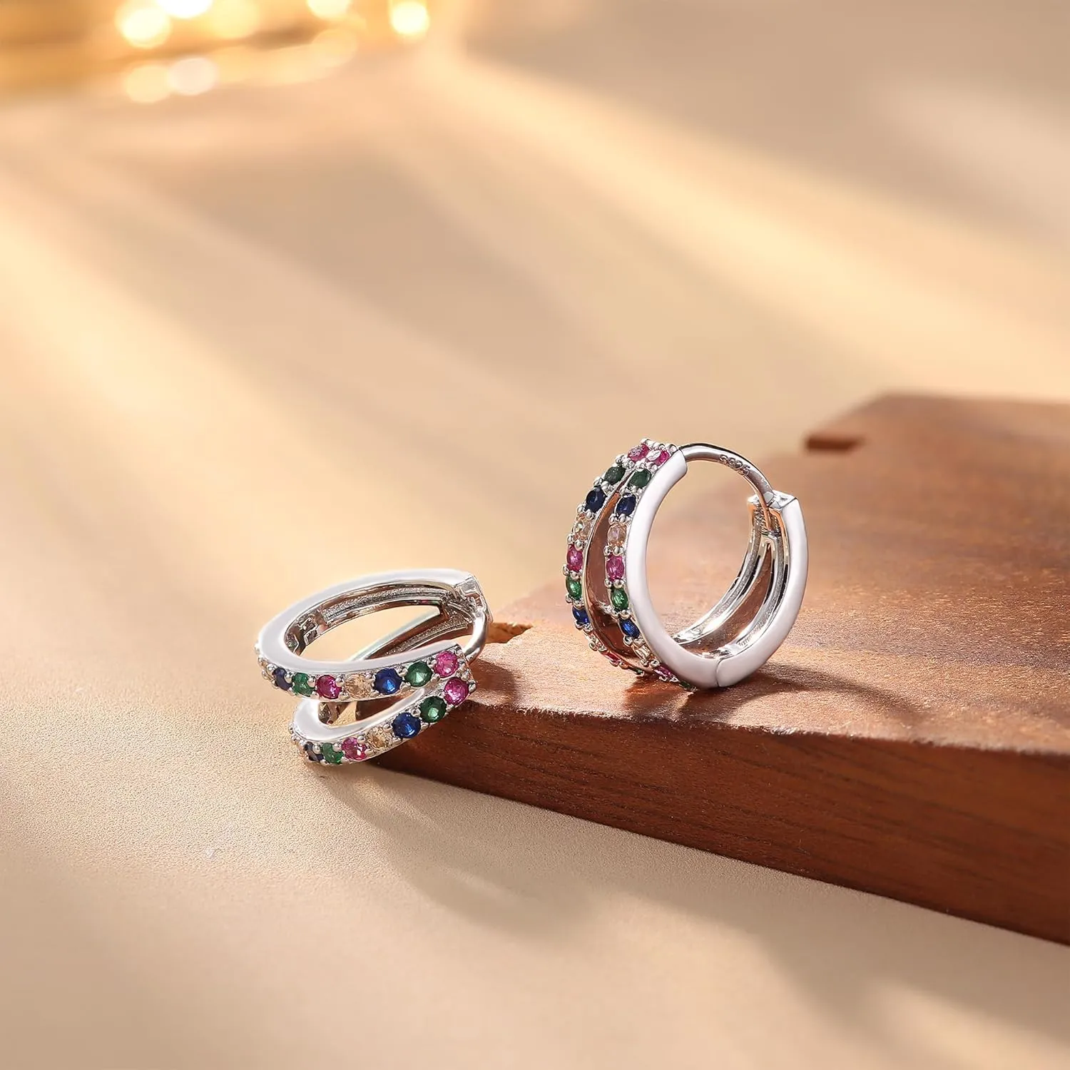MILACOLATO Gold Hoop Earrings for Women 14K Gold Plated Small Huggie Earrings Hypoallergenic Sterling Silver Post Trendy Double Hoop Earrings for Women