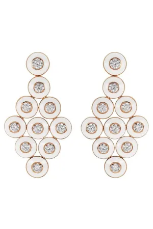 Mina Diamond and Ivory Enamel Earrings