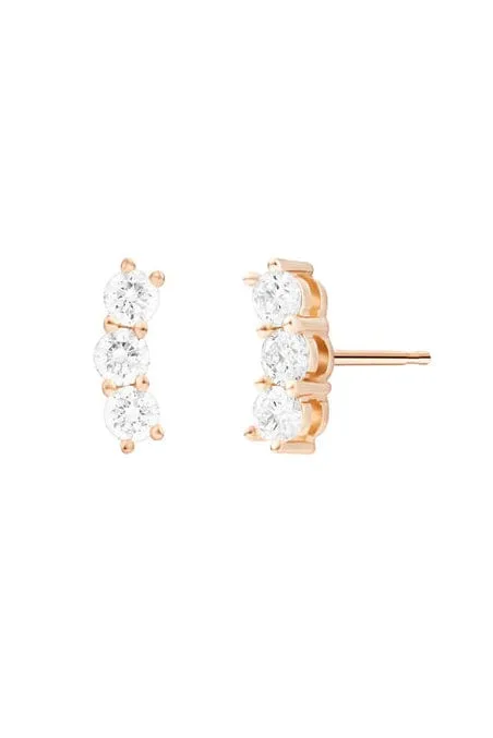 Mini Aria Triplet Stud Earrings - Rose Gold