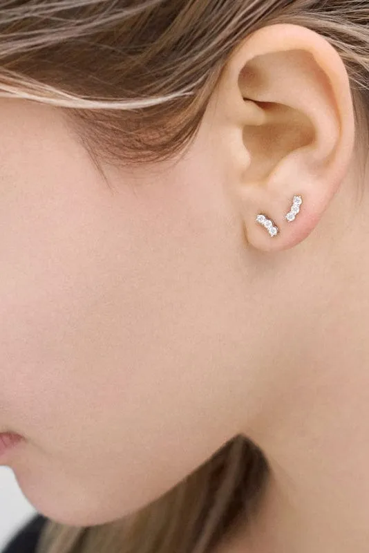 Mini Aria Triplet Stud Earrings - Rose Gold