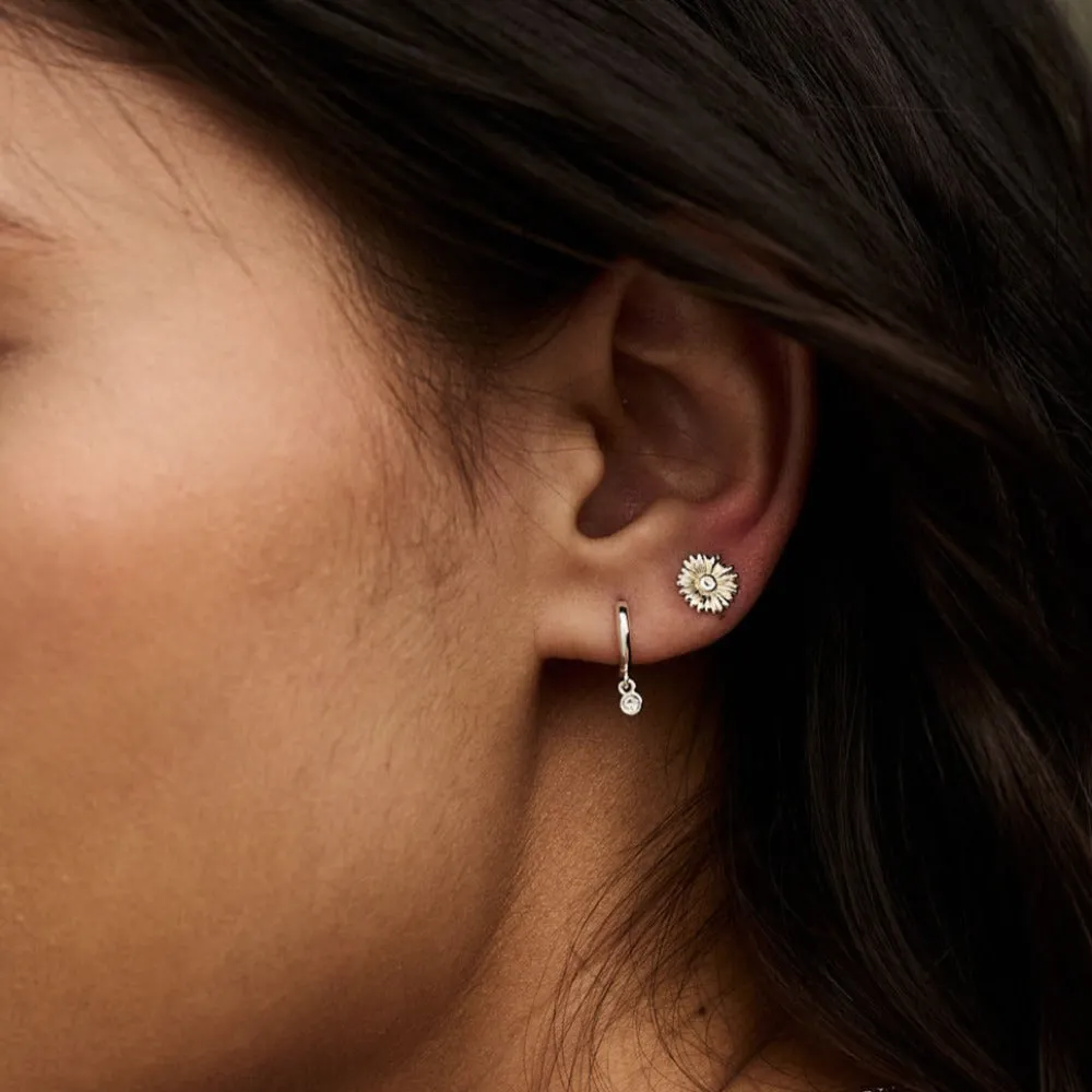 Mini Crystal Drop Micro Hoop Earrings Made With Swarovski® Crystals - Silver