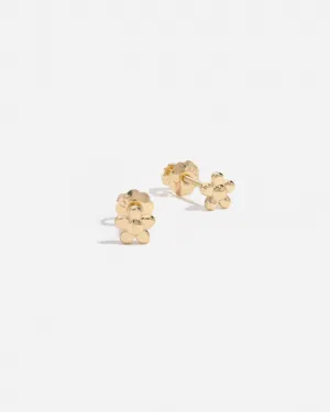 Mini Flower Earrings in 14k Yellow Gold for Children