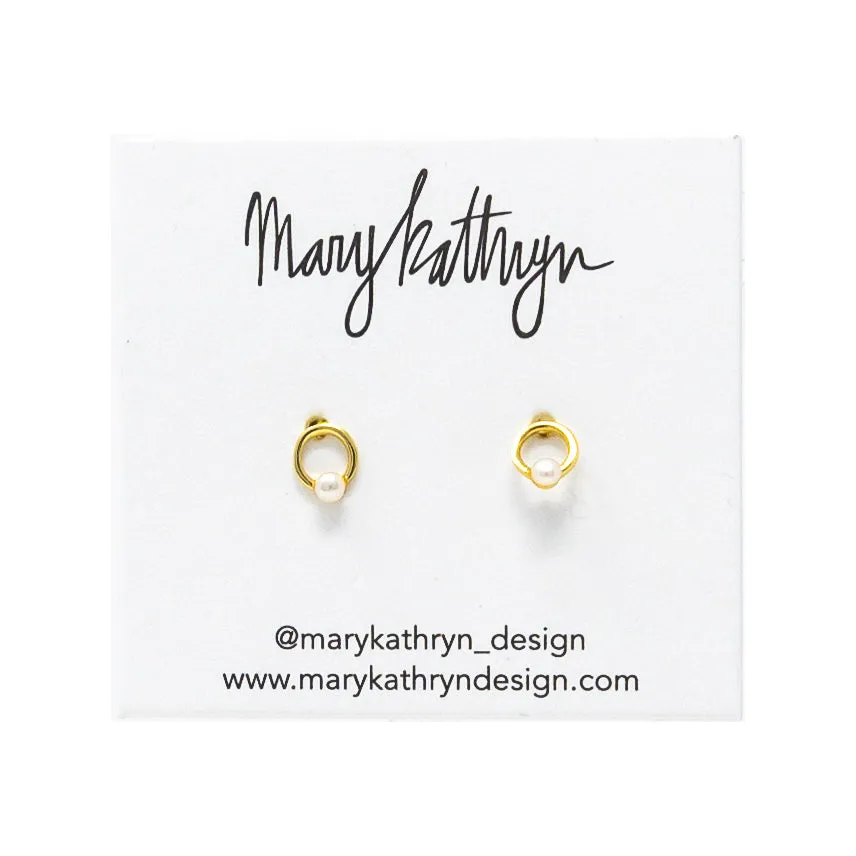 Mini Pearl Circle Studs