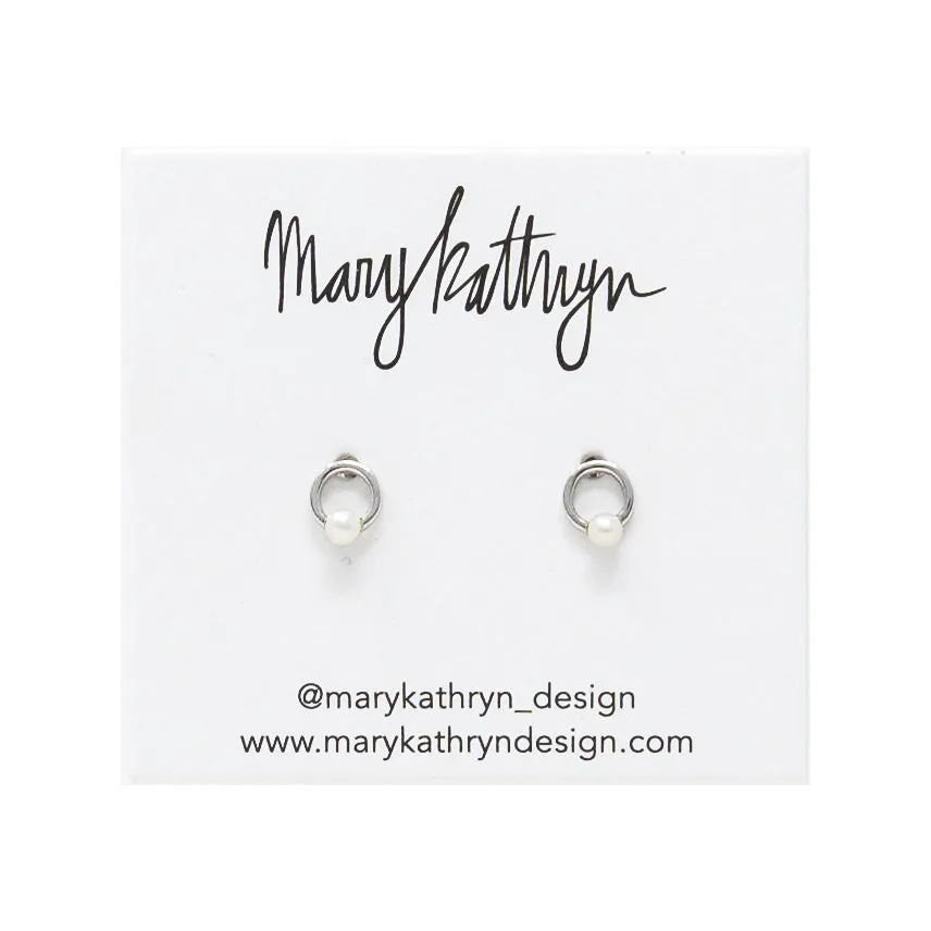 Mini Pearl Circle Studs